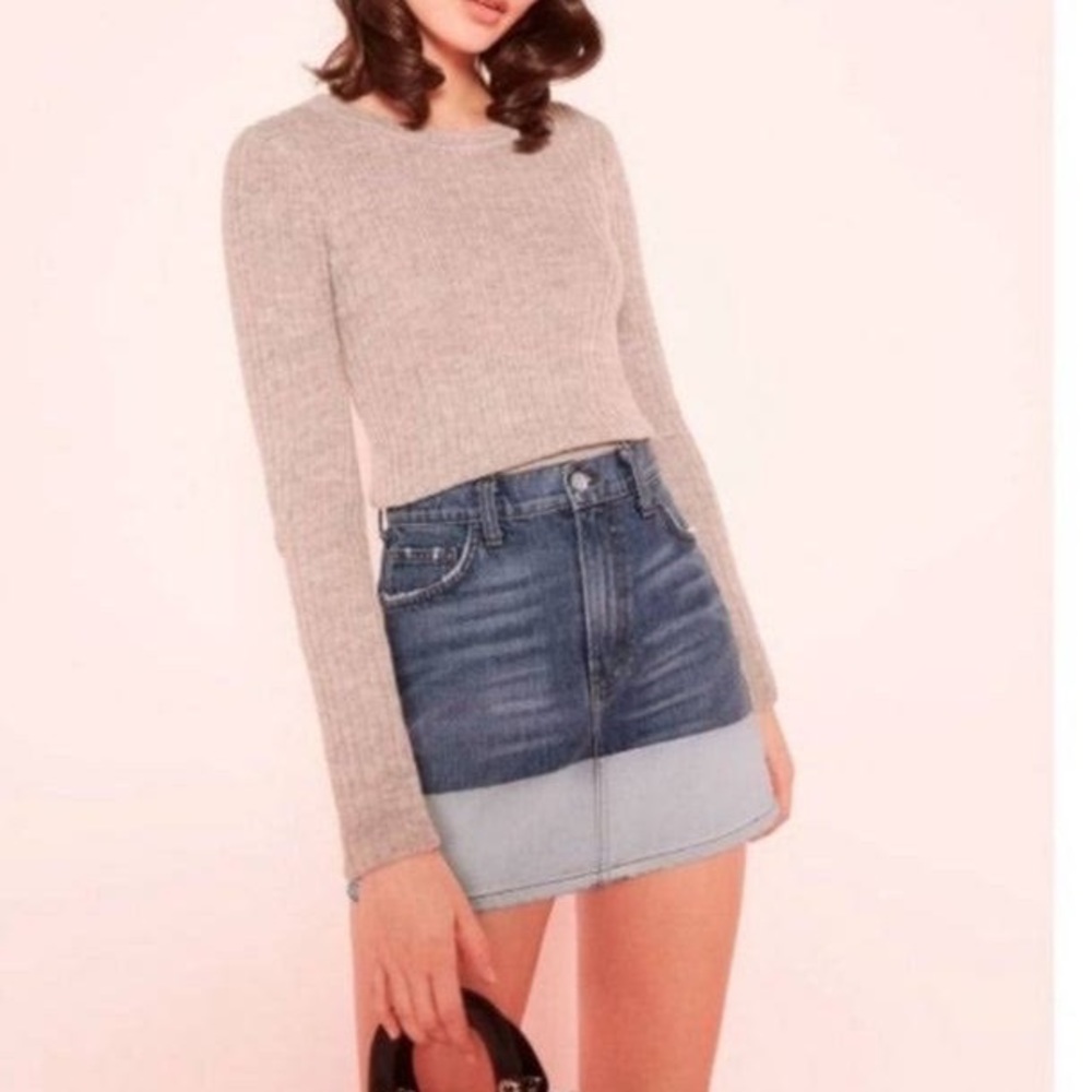 Reformation Ella denim miniskirt two tone